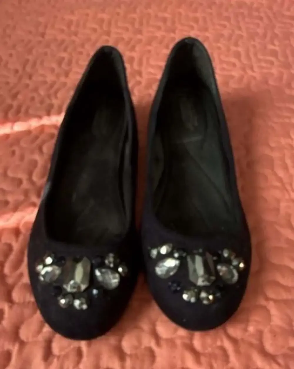Seychelles French Black Jewel Rhinestone Toe Memory Foam Wedge Heel Shoes